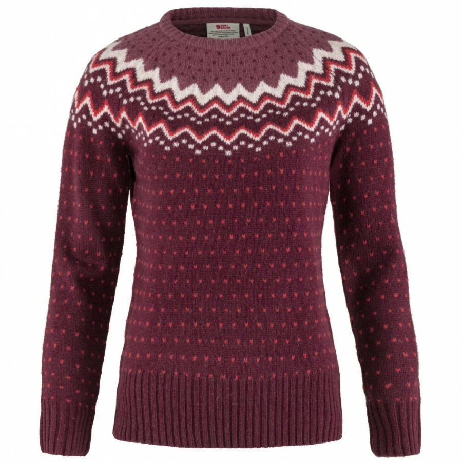 Clothing * | Fjallraven Cut Price Women'S Ovik Knit Sweater Wool Jumper Dark Garnet