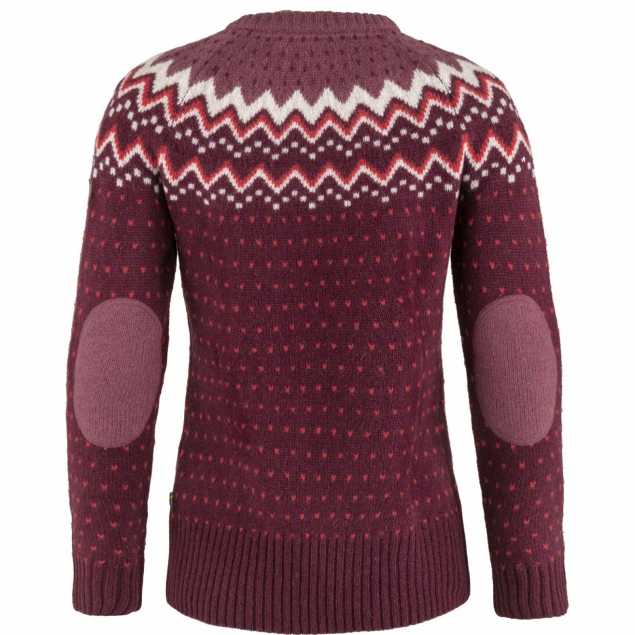 Clothing * | Fjallraven Cut Price Women'S Ovik Knit Sweater Wool Jumper Dark Garnet